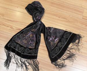 Spot Japan original burnt-out velvet silk long scarf/shawl 160X50CM