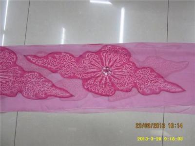 Embroidered pure silk scarf