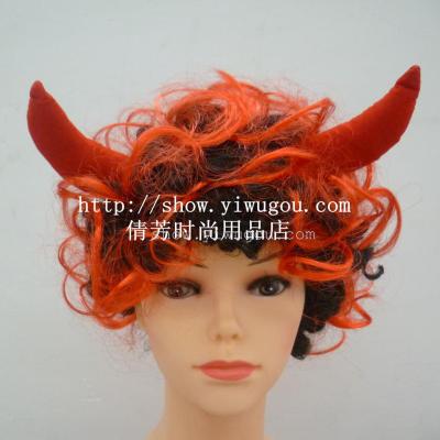 Ox horn short wig,Halloween wig