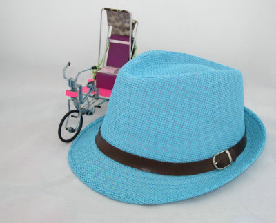New paper Straw belt buckle top hat