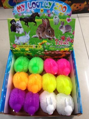 Factory direct rabbit hair ball TPR toy flash light ball children's holiday gift