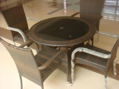 Five piece rattan wicker tables and chairs furniture set