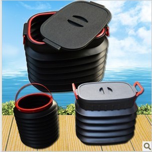 Telescopic folding garbage bin with three pieces of back up box