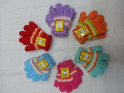 Child feather yarn full finger glove