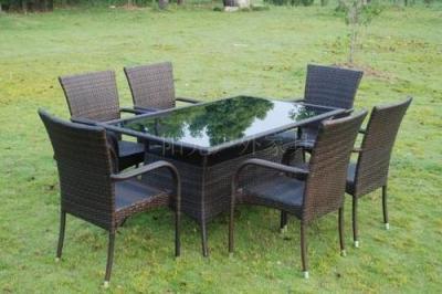 Outdoor leisure furniture rectangular table and chairs set rattan table and Chair combinations courtyard garden Western restaurant tables and chairs