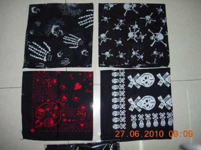 Cotton black background with multi-patterned printed kerchief