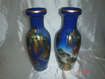 Hand - made ceramic landscape vase