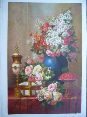 Flower oil painting pure hand oil painting 9950.