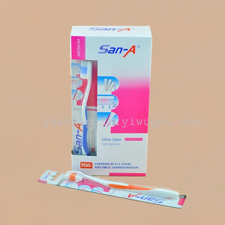 外贸英文牙刷批发 SAN-A  E-315（12支/盒）彩盒包装