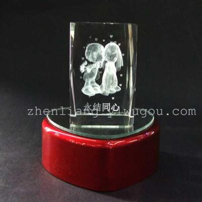 3 d crystal laser inside carved kissing lovers lovers gift wedding crafts