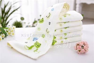 2013 new 25*50 cutting small frog child Yiwu factory direct wholesale towels, towel in pure cotton 