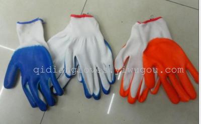 No. 8 Ding Jing glove glove impregrating white blue NBR gloves wear non slip hanging plastic hanging rubber gloves