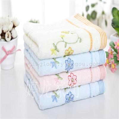 Wholesale towels towel in pure cotton untwisted yarn embroidery towel washcloth to wash towel 