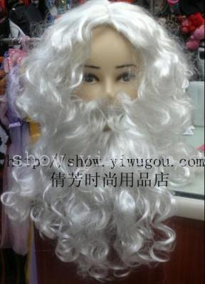 White Santa wig and beard wigs synthetic material Christmas shows Santa Claus