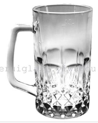 Glass Machine Pressure Beer Mug with Handle