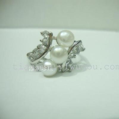 Fashion Korean jewelry Pearl inlaid imitated natural zircon rings factory direct wholesale