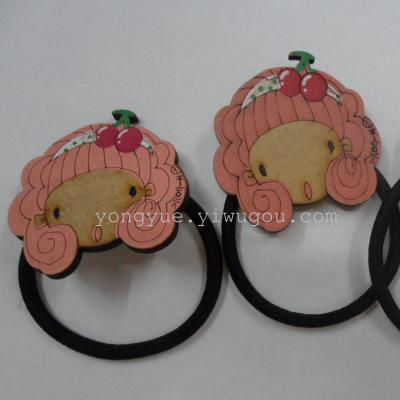 New Korean hair ornaments cherry doll, wooden doll headdress dovetail ring hair rope wholesale manufacturers direct sales