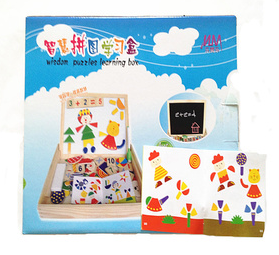 Puzzle toy magnetic Puzzle wooden multi-functional two-sided children's drawing board with drawings