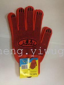 10 needle red nylon gloves with plastic gloves.