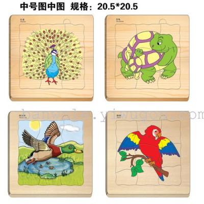 Animals in multilayer wooden puzzle educational toys children's jigsaw puzzle intelligence, growing up