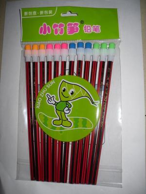 Pencil Factory Customized Direct Sales 12 Red and Black Strip Paint Big Skin Head Pencil (Slender Bamboo Shoot)