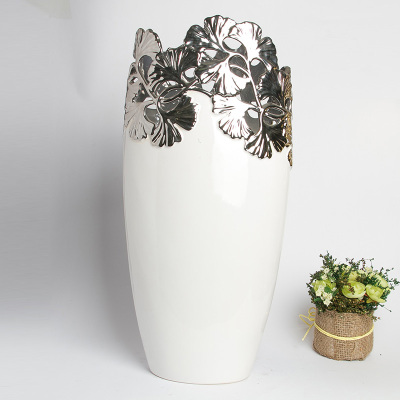 Gao Bo Decorated Home European-style simple silver plated hollow ceramic vase series decorative crafts