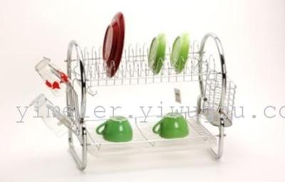 Yi's Good Supply Factory Direct Sales Iron Wire Bowl Rack Two-Layer Bowl Rack Metal Storage Rack