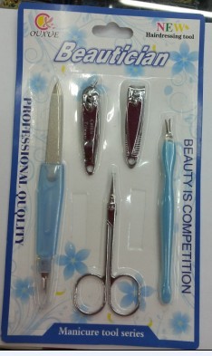 Suction card 5 PCS set 602 flat nail clippers oblique nail clippers fertilizer fork plating nose snips to both ends of the file