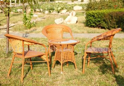 Faux rattan woven rattan leisure furniture outdoor table and Chair set patio furniture Villa Hotel