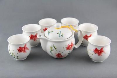 7 hand painted ceramic tea set