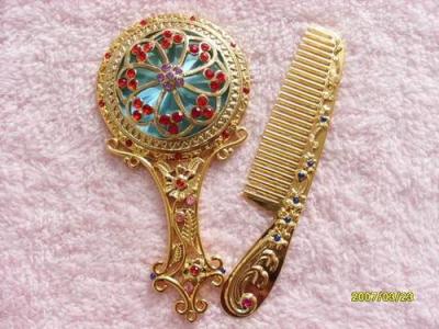 Mini gift ideas packed continental grip hand mirror make-up mirror with comb Korea mirror comb mirror set