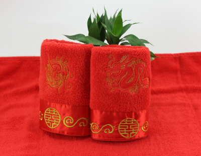 Towel wholesale promotions Ting-lung, Phoenix celebration towel Wedding couples a towel does Red