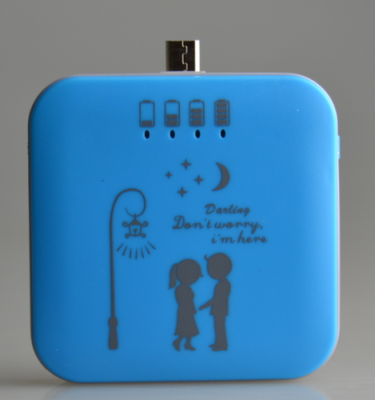 Micro connector plug end Samsung mobile power charger battery 2000 mAh cartoon Apple