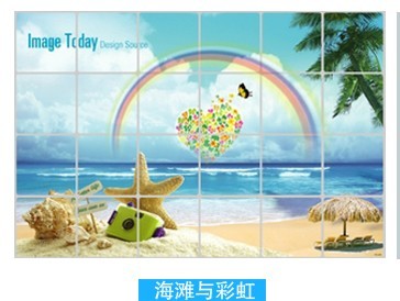 Kitchen anti-oil sticker (beach and rainbow)