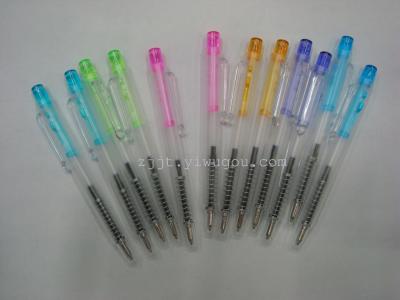 New Korean transparent ballpoint pen next to the small jump gel ink pen