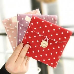 Korea fresh wave point cotton and linen sanitary napkin receiving bag sanitary cotton bag aunt towel receiving bag