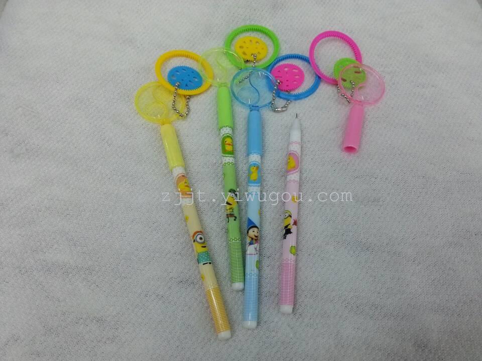新款韩版彩杆圆珠笔 可爱挂件中性笔 金属笔