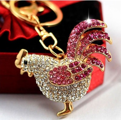 12 zodiac rooster key ring spot diamond key ring alloy key ring car key ring gift key ring bag pendant