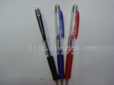 New Korean gel ink pen with rubber grip handle transparent push ballpoint pen