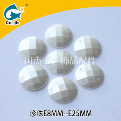 Plastic round turtle face double hole imitation pearl ABS electroplating cell phone beauty paste pearl