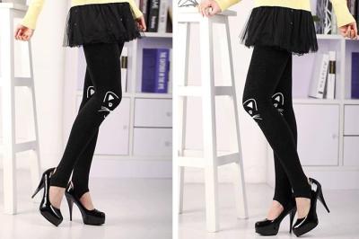 Spring and autumn Footless foot bamboo cotton print skin leggings bamboo cotton pants