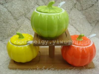 ZJ302 new upmarket jiangtai pumpkin glazed Spice jar wholesale home gift crafts kitchen