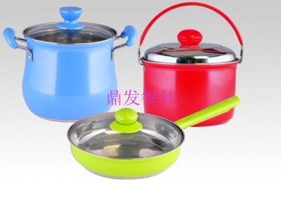 Stainless steel color pots kitchen hotel supplies