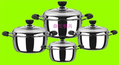 Stainless steel insulated pot in the kitchen of hotel supplies