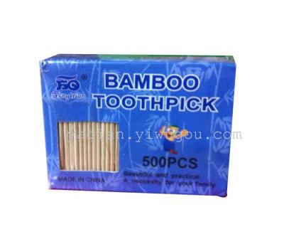 Bamboo toothpick carton packaging double tip 500 blue box