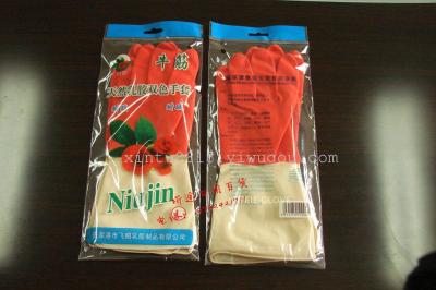 8025Flower double color gloves laundry washing household cleaning gloves acid plus beef tendon