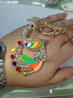 Colorful peacock key ring spot diamond key ring alloy key ring car key ring key ring gift key ring bag pendant