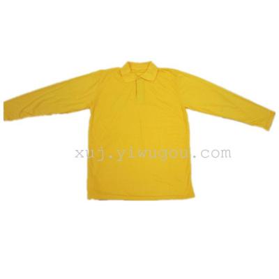 200G Yellow Lady's long sleeve casual men's cotton t-shirt