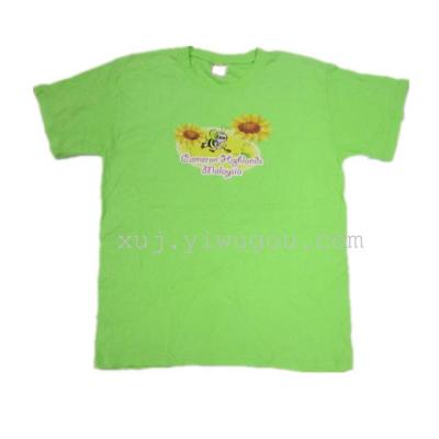Green round neck color transfer pattern short sleeve t-shirt advertising shirts