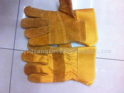 Cow split welding gloves welding gloves yellow plastic yellow split palm welding gloves welding gloves AB level
